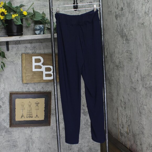 NWT Ny Collection Womens Petite Cropped Pull On Pants with Sash Navy Blue PM - Picture 3 of 7